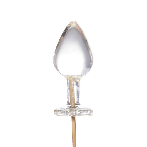 Прозрачный леденец в форме большой анальной пробки со вкусом пина колада (прозрачный)