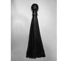 Черная генитальная кожаная плеть - 30 см. (черный)