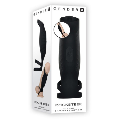 Черная поддерживающая сбруя на пенис Rocketeer (черный)