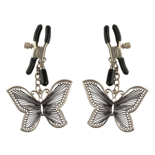 Зажимы на соски с бабочками Butterfly Nipple Clamps (серебро)