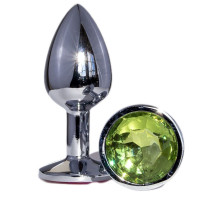 Металлическая анальная втулка с зеленым кристаллом - 7,2 см. (зеленый)