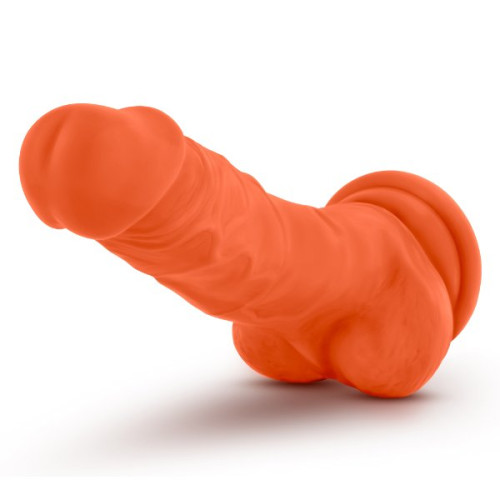 Оранжевый фаллоимитатор 7.5 Inch Silicone Dual Density Cock with Balls - 19 см. (оранжевый)