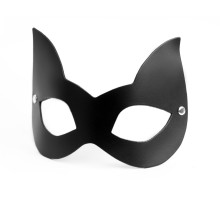 Черная кожаная маска с прорезями для глаз и ушками (черный)