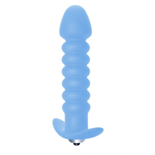 Голубая анальная вибропробка Twisted Anal Plug - 13 см. (голубой)