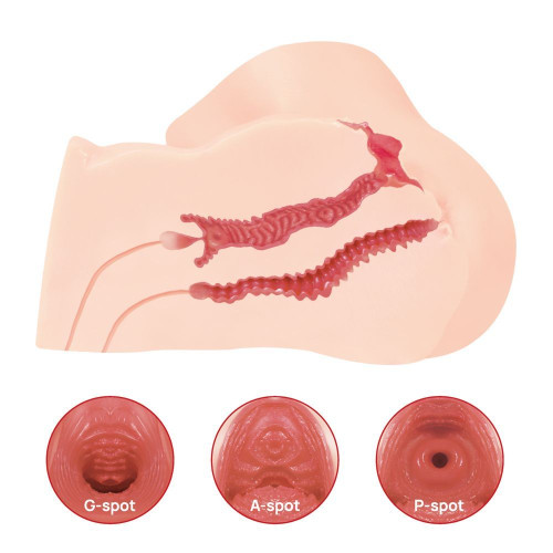 Телесный вибромастурбатор-полуторс Maria Onehole Real Vagina с двойным слоем материала (телесный)