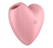 Розовый вибромассажер Cutie Heart с вакуум-волновой стимуляцией (розовый)