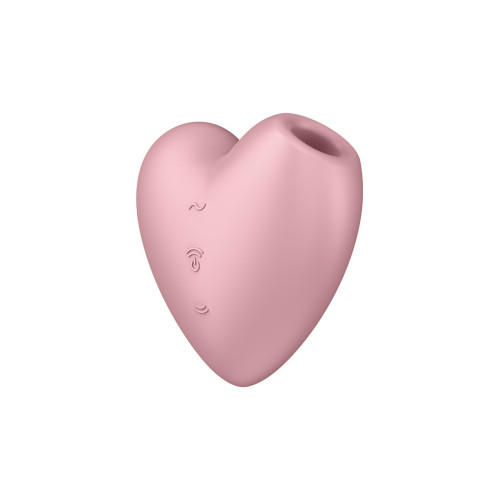 Розовый вибромассажер Cutie Heart с вакуум-волновой стимуляцией (розовый)