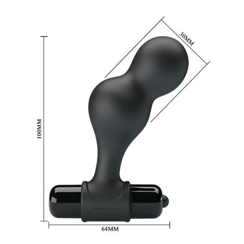 Черная анальная пробка с вибрацией Silicone Vibrating Anal Plug - 10 см. (черный)