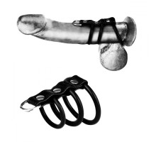 Набор из 3 силиконовых колец с ремешком и креплением для поводка (черный)