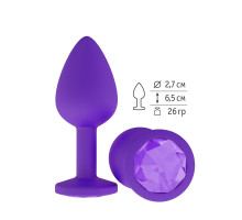 Фиолетовая силиконовая пробка с фиолетовым кристаллом - 7,3 см. (фиолетовый)
