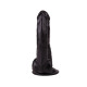 Двойной чёрный фаллоимитатор на присоске - 15 см. (черный)