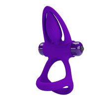 Фиолетовое эрекционное кольцо с 10 режимами вибрации и подхватом мошонки (фиолетовый)