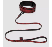 Стильный ошейник с поводком Reversible Faux Leather Collar and Lead (красный с черным)