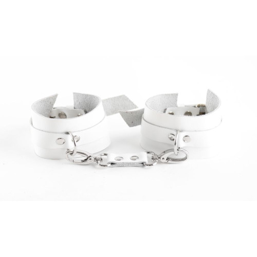 Белые наручники из натуральной кожи (белый)