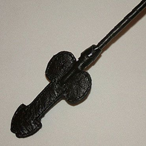Длинный витой стек с наконечником в форме фаллоса - 85 см. (черный)