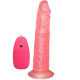 Розовый вибромассажёр на присоске с проводным пультом - 16,5 см. (розовый)
