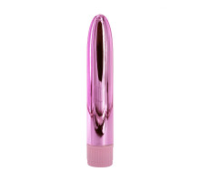 Розовый глянцевый пластиковый вибратор - 14 см. (розовый)