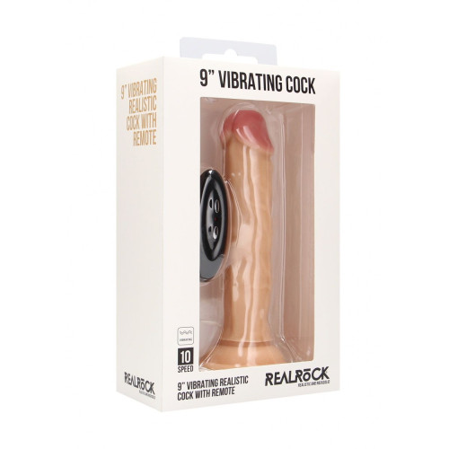 Телесный вибратор-реалистик Vibrating Realistic Cock 9  - 23,5 см. (телесный)