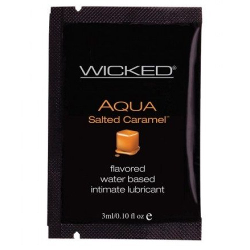 Лубрикант со вкусом соленой карамели Wicked Aqua Salted Caramel - 3 мл.