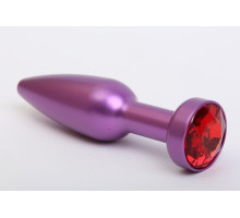 Фиолетовая анальная пробка с красным стразом - 11,2 см. (красный)