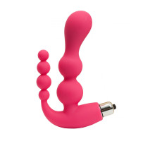 Розовый анально-вагинальный вибромассажер - 17 см. (розовый)