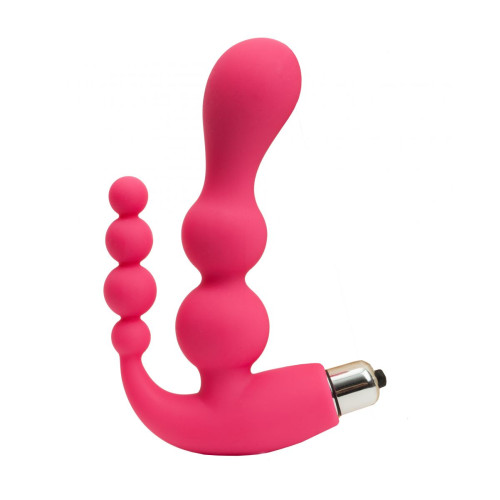 Розовый анально-вагинальный вибромассажер - 17 см. (розовый)