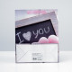Подарочный пакет  I love you  - 32 х 26 см. (серый с розовым)