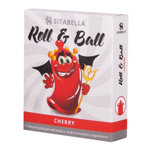 Стимулирующий презерватив-насадка Roll & Ball Cherry (прозрачный)