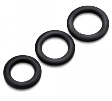 Набор из трех черных колец для усиления и поддержания эрекции (черный)