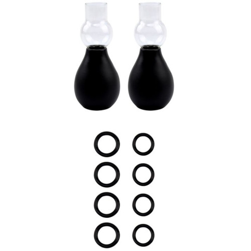 Набор из 2 вакуумных помп для сосков и 4 пар фиксирующих колец Nipple Sucker Set for Her (черный)