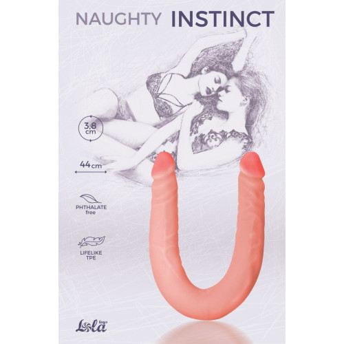 Двусторонний фаллоимитатор Naughty Instinct - 44 см. (телесный)