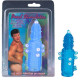 Голубая эластичная насадка на пенис с жемчужинами, точками и шипами Pearl Stimulator - 11,5 см. (голубой)
