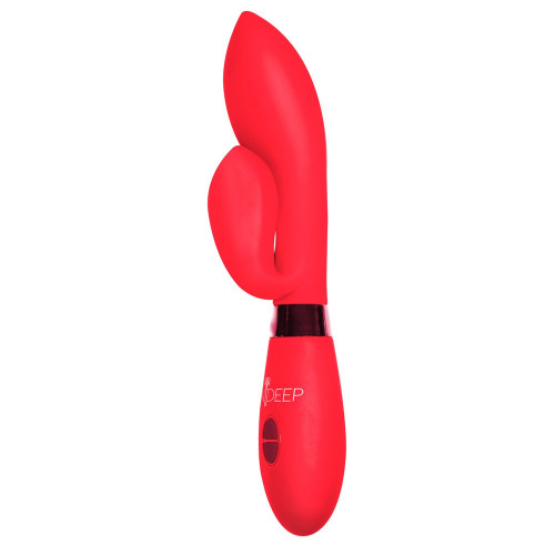 Красный вибратор Gina с клиторальным отростком - 20 см. (красный)