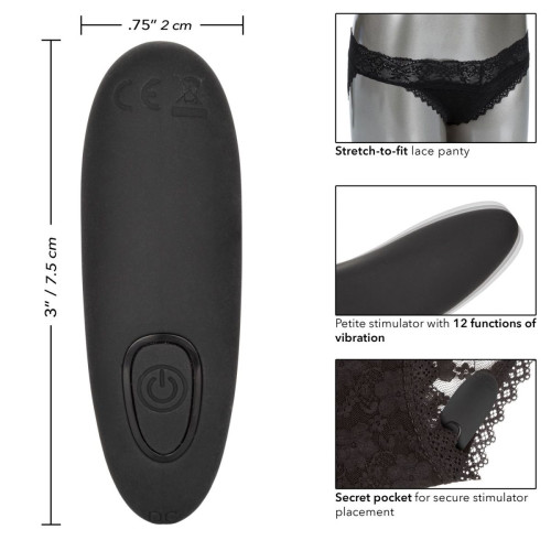 Черные кружевные трусики с вибромассажером Remote Control Panty Set L/XL (черный|L-XL)