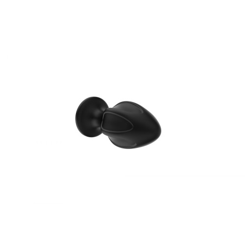 Черная малая силиконовая анальная пробка с вертикальными бороздками (черный)