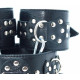 Комплект кожаных БДСМ-аксессуаров с клёпками (черный)