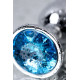 Серебристая конусовидная анальная пробка с голубым кристаллом - 7 см. (голубой)