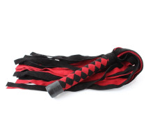 Черно-красная замшевая плеть с ромбами на рукояти - 60 см. (черный с красным)