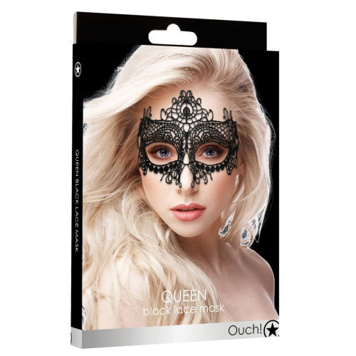 Черная кружевная маска на глаза Queen Black Lace Mask (черный)