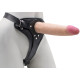 Реалистичный страпон Woman Midi с вагинальной пробкой - 19 см. (телесный с черным)