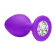 Малая фиолетовая анальная пробка Emotions Cutie Small с прозрачным кристаллом - 7,5 см. (прозрачный)