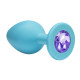 Малая голубая анальная пробка Emotions Cutie Small с фиолетовым кристаллом - 7,5 см. (фиолетовый)