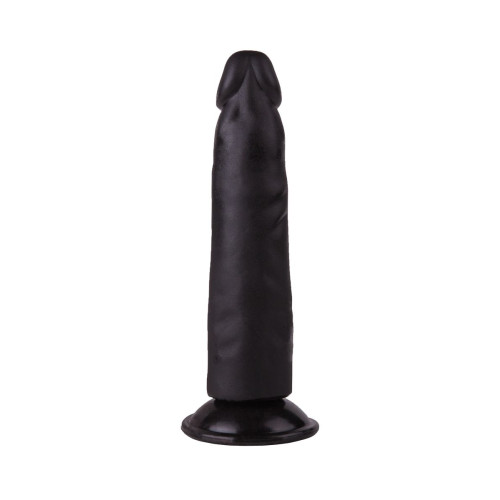 Рельефный чёрный фаллоимитатор на присоске - 16,5 см. (черный)
