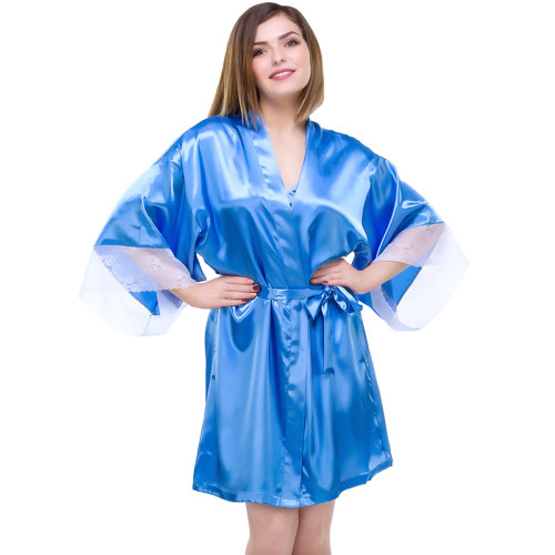 Короткий халатик-кимоно с кружевным сердечком на спинке (голубой|F)