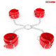 Комплект красных наручников и оков на металлических креплениях с кольцом (красный)