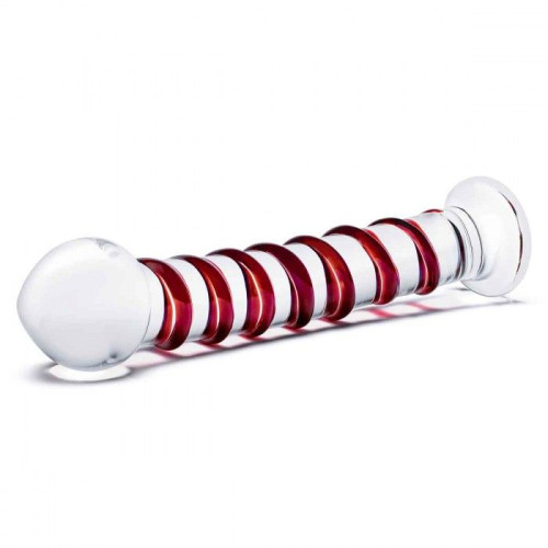 Прозрачный стимулятор с красной спиралью 10  Mr. Swirly Dildo - 25,4 см. (прозрачный)