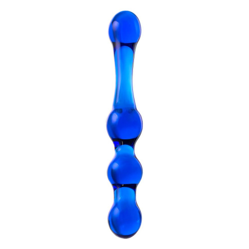 Синий стеклянный фаллоимитатор с наплывами - 20,5 см. (синий)