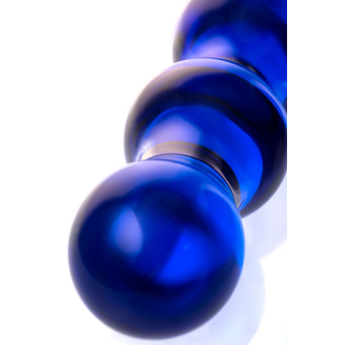 Синий стеклянный фаллоимитатор с наплывами - 20,5 см. (синий)