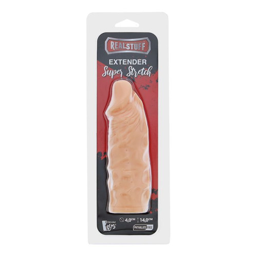 Телесная реалистичная насадка на пенис SUPER STRETCH EXTENDER 5.5INCH - 14 см. (телесный)