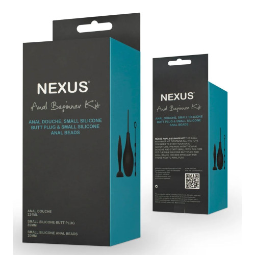 Анальный набор Nexus Anal Beginner Kit: пробка, душ и шарики (черный)